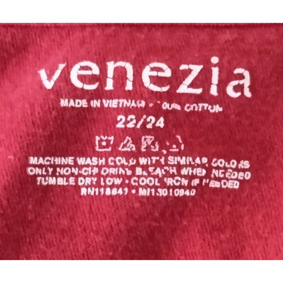 Venezia Womens Red Pintuck Top Plus Size 22/24 Short Sleeve Scoop Neck Blouse - Picture 7 of 7